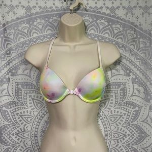 Euc $42 Victorias Secret Pink Wear Everywhere Demi Bra Tie Dye Rainbow Neon 34B